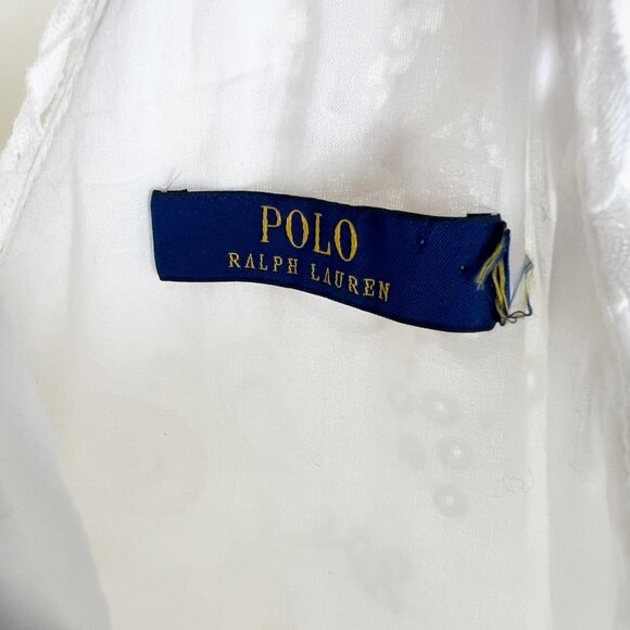 Polo Ralph Lauren 100% Linen Eyelet Lace Maxi Dress Wedding Graduation Coastal - Picture 11 of 13